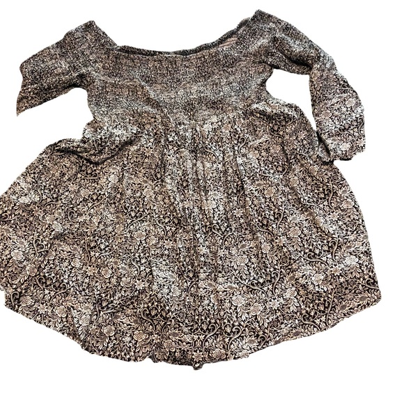 Torrid SZ 3 Smocked Mini Dress/Tunic Top Abstract Floral Print Off Shoulder - Picture 3 of 7